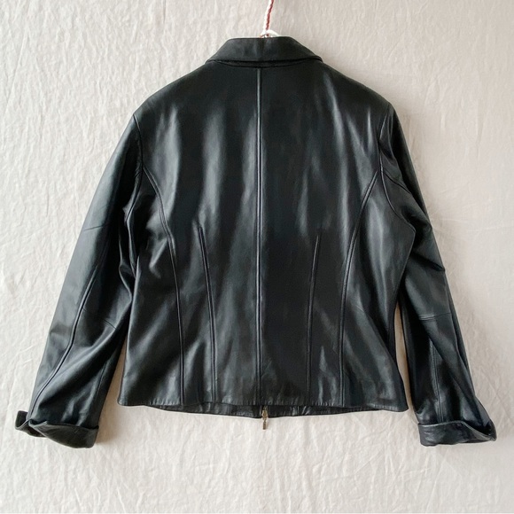 Vintage 90s y2k black leather zip up bomber jacket - Picture 6 of 8